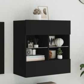 Wall-mounted TV stand with LED lights black 58.5x30x60.5 cm by , TV Furniture - Ref: Foro24-837093, Price: 57,84 €, Discount: %