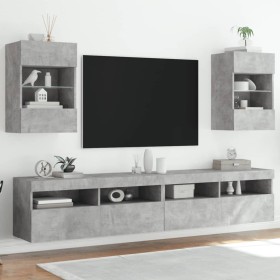 Muebles TV de pared luces LED 2 uds gris hormigón 40x30x60,5 cm de , Muebles TV - Ref: Foro24-837085, Precio: 87,99 €, Descue...