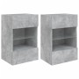 Wall-mounted TV furniture with LED lights, 2 units, concrete gray, 40x30x60.5 cm. by , TV Furniture - Ref: Foro24-837085, Pri...