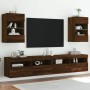 Wall-mounted TV furniture with LED lights, 2 units, brown oak, 40x30x60.5 cm. by , TV Furniture - Ref: Foro24-837091, Price: ...