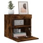 Wall-mounted TV stand with smoked oak LED lights 40x30x40 cm by , TV Furniture - Ref: Foro24-837177, Price: 35,21 €, Discount: %