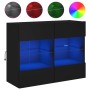 Wall-mounted TV stand with LED lights black 78.5x30x60.5 cm by , TV Furniture - Ref: Foro24-837100, Price: 69,99 €, Discount: %