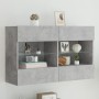 Wall-mounted TV stand with LED lights in concrete gray, 98.5x30x60.5 cm. by , TV Furniture - Ref: Foro24-837109, Price: 93,57...