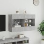 Wall-mounted TV stand with LED lights in concrete gray, 98.5x30x60.5 cm. by , TV Furniture - Ref: Foro24-837109, Price: 93,57...