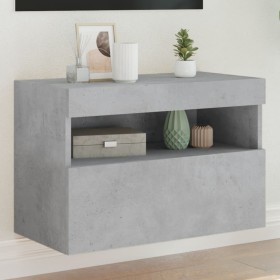 Wall-mounted TV stand with LED lights in concrete gray, 60x30x40 cm. by , TV Furniture - Ref: Foro24-837189, Price: 47,20 €, ...