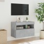 Wall-mounted TV stand with LED lights in concrete gray, 60x30x40 cm. by , TV Furniture - Ref: Foro24-837189, Price: 47,24 €, ...