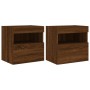 Wall-mounted TV furniture with LED lights, 2 units, brown oak, 40x30x40 cm. by , TV Furniture - Ref: Foro24-837182, Price: 61...