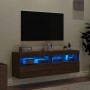 Muebles TV de pared luces LED 2 uds roble marrón 60x30x40 cm de , Muebles TV - Ref: Foro24-837196, Precio: 96,24 €, Descuento: %