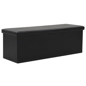 Banco de almacenaje plegable piel sintética 110x38x38 cm negro de vidaXL, Bancos para recibidores y almacenamiento - Ref: For...