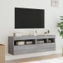 Wall-mounted TV furniture with LED lights 2 units Sonoma gray 60x30x40 cm by , TV Furniture - Ref: Foro24-837194, Price: 96,6...