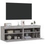 Wall-mounted TV furniture with LED lights 2 units Sonoma gray 60x30x40 cm by , TV Furniture - Ref: Foro24-837194, Price: 96,6...