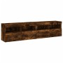 Wall-mounted TV furniture with LED lights, 2 units, smoked oak, 80x30x40 cm. by , TV Furniture - Ref: Foro24-837206, Price: 9...