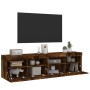 Wall-mounted TV furniture with LED lights, 2 units, smoked oak, 80x30x40 cm. by , TV Furniture - Ref: Foro24-837206, Price: 9...