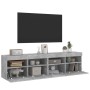 Wall-mounted TV furniture with LED lights, 2 units, concrete gray, 80x30x40 cm. by , TV Furniture - Ref: Foro24-837204, Price...