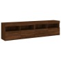 Wall-mounted TV furniture with LED lights, 2 units, brown oak, 80x30x40 cm. by , TV Furniture - Ref: Foro24-837210, Price: 10...