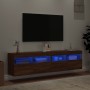 Wall-mounted TV furniture with LED lights, 2 units, brown oak, 80x30x40 cm. by , TV Furniture - Ref: Foro24-837210, Price: 10...