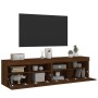 Wall-mounted TV furniture with LED lights, 2 units, brown oak, 80x30x40 cm. by , TV Furniture - Ref: Foro24-837210, Price: 10...