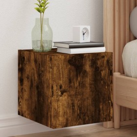 Wall-mounted TV furniture with LED lights, 2 units, smoked oak, 30.5x35x30 cm by , TV Furniture - Ref: Foro24-837227, Price: ...