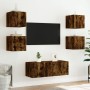 Wall-mounted TV furniture with LED lights, 2 units, smoked oak, 30.5x35x30 cm by , TV Furniture - Ref: Foro24-837227, Price: ...