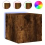 Wall-mounted TV furniture with LED lights, 2 units, smoked oak, 30.5x35x30 cm by , TV Furniture - Ref: Foro24-837227, Price: ...