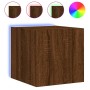 Wall-mounted TV furniture with LED lights, 2 units, brown oak, 30.5x35x30 cm by , TV Furniture - Ref: Foro24-837231, Price: 5...