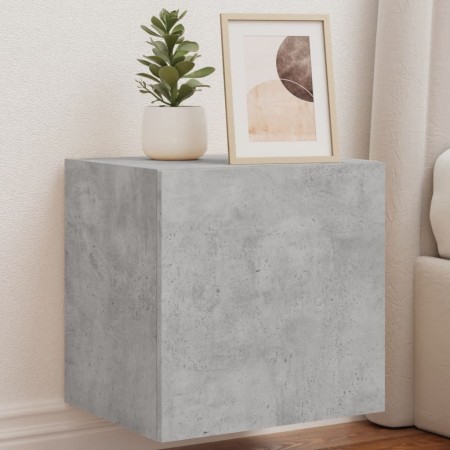 Wall-mounted TV stand with LED lights in concrete gray, 40.5x35x40 cm by , TV Furniture - Ref: Foro24-837252, Price: 42,58 €,...