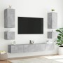 Wall-mounted TV stand with LED lights in concrete gray, 40.5x35x40 cm by , TV Furniture - Ref: Foro24-837252, Price: 42,58 €,...