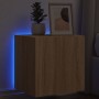 Wall-mounted TV stand with LED lights Sonoma oak 40.5x35x40 cm by , TV Furniture - Ref: Foro24-837250, Price: 42,58 €, Discou...