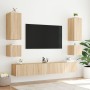 Wall-mounted TV stand with LED lights Sonoma oak 40.5x35x40 cm by , TV Furniture - Ref: Foro24-837250, Price: 42,58 €, Discou...