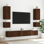 Wall-mounted TV furniture with LED lights, 2 units, brown oak, 40.5x35x40 cm by , TV Furniture - Ref: Foro24-837259, Price: 7...