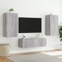 Wall-mounted TV stand with LED lights in Sonoma gray, 40.5x35x80 cm by , TV Furniture - Ref: Foro24-837265, Price: 60,86 €, D...