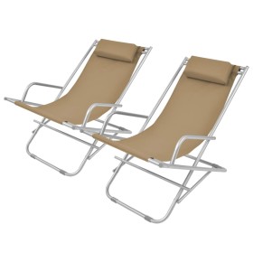 Reclining sun loungers 2 units taupe steel steel by vidaXL, Loungers - Ref: Foro24-44298, Price: 97,08 €, Discount: %