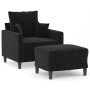 Sillón con taburete terciopelo negro 60 cm de , Sofás - Ref: Foro24-3201102, Precio: 217,99 €, Descuento: %