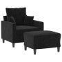 Sillón con taburete terciopelo negro 60 cm de , Sofás - Ref: Foro24-3201102, Precio: 217,99 €, Descuento: %