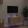 Mueble de TV de pared con luces LED roble Sonoma 60x35x31 cm de , Muebles TV - Ref: Foro24-837271, Precio: 45,99 €, Descuento: %