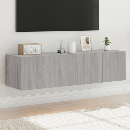 Wall-mounted TV furniture with LED lights 2 units Sonoma gray 60x35x31 cm by , TV Furniture - Ref: Foro24-837278, Price: 85,7...