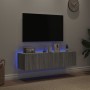 Wall-mounted TV furniture with LED lights 2 units Sonoma gray 60x35x31 cm by , TV Furniture - Ref: Foro24-837278, Price: 85,7...