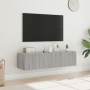 Wall-mounted TV furniture with LED lights 2 units Sonoma gray 60x35x31 cm by , TV Furniture - Ref: Foro24-837278, Price: 85,7...