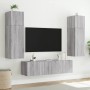 Wall-mounted TV furniture with LED lights 2 units Sonoma gray 60x35x31 cm by , TV Furniture - Ref: Foro24-837278, Price: 85,7...