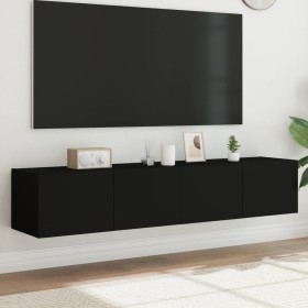 Wall-mounted TV furniture with LED lights 2 units black 80x35x31 cm by , TV Furniture - Ref: Foro24-837284, Price: 114,05 €, ...