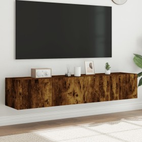 TV wall furniture LED lights 2 pcs smoked oak 80x35x31 cm by , TV Furniture - Ref: Foro24-837290, Price: 106,27 €, Discount: %