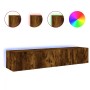 TV wall furniture LED lights 2 pcs smoked oak 80x35x31 cm by , TV Furniture - Ref: Foro24-837290, Price: 106,40 €, Discount: %