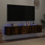 TV wall furniture LED lights 2 pcs smoked oak 80x35x31 cm by , TV Furniture - Ref: Foro24-837290, Price: 106,40 €, Discount: %