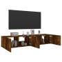 TV wall furniture LED lights 2 pcs smoked oak 80x35x31 cm by , TV Furniture - Ref: Foro24-837290, Price: 106,40 €, Discount: %