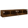 TV wall furniture LED lights 2 pcs smoked oak 80x35x31 cm by , TV Furniture - Ref: Foro24-837290, Price: 106,40 €, Discount: %