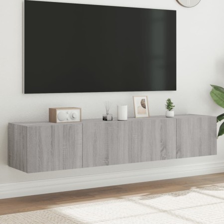 Muebles TV de pared con luces LED 2 uds gris Sonoma 80x35x31 cm de , Muebles TV - Ref: Foro24-837292, Precio: 109,57 €, Descu...