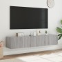 Muebles TV de pared con luces LED 2 uds gris Sonoma 80x35x31 cm de , Muebles TV - Ref: Foro24-837292, Precio: 109,57 €, Descu...