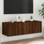 Mueble de TV de pared con luces LED marrón roble 100x35x31 cm de , Muebles TV - Ref: Foro24-837301, Precio: 59,75 €, Descuent...