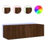 Wall-mounted TV stand with LED lights in brown oak, 100x35x31 cm. by , TV Furniture - Ref: Foro24-837301, Price: 59,21 €, Dis...