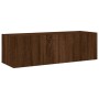 Wall-mounted TV stand with LED lights in brown oak, 100x35x31 cm. by , TV Furniture - Ref: Foro24-837301, Price: 59,21 €, Dis...